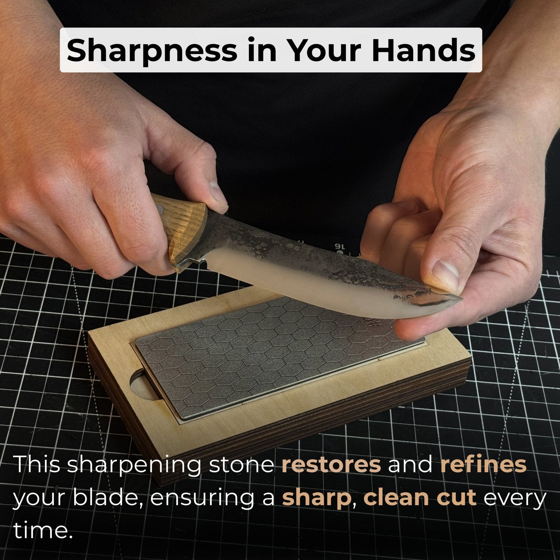 Diamond Sharpening Stone with Wooden Stand – 600 Grit for Knives & Tools