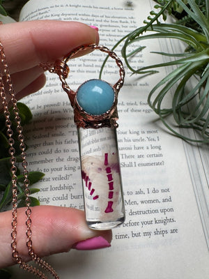 Diaphonized Rat Ribcage and Amazonite Oddity Necklace