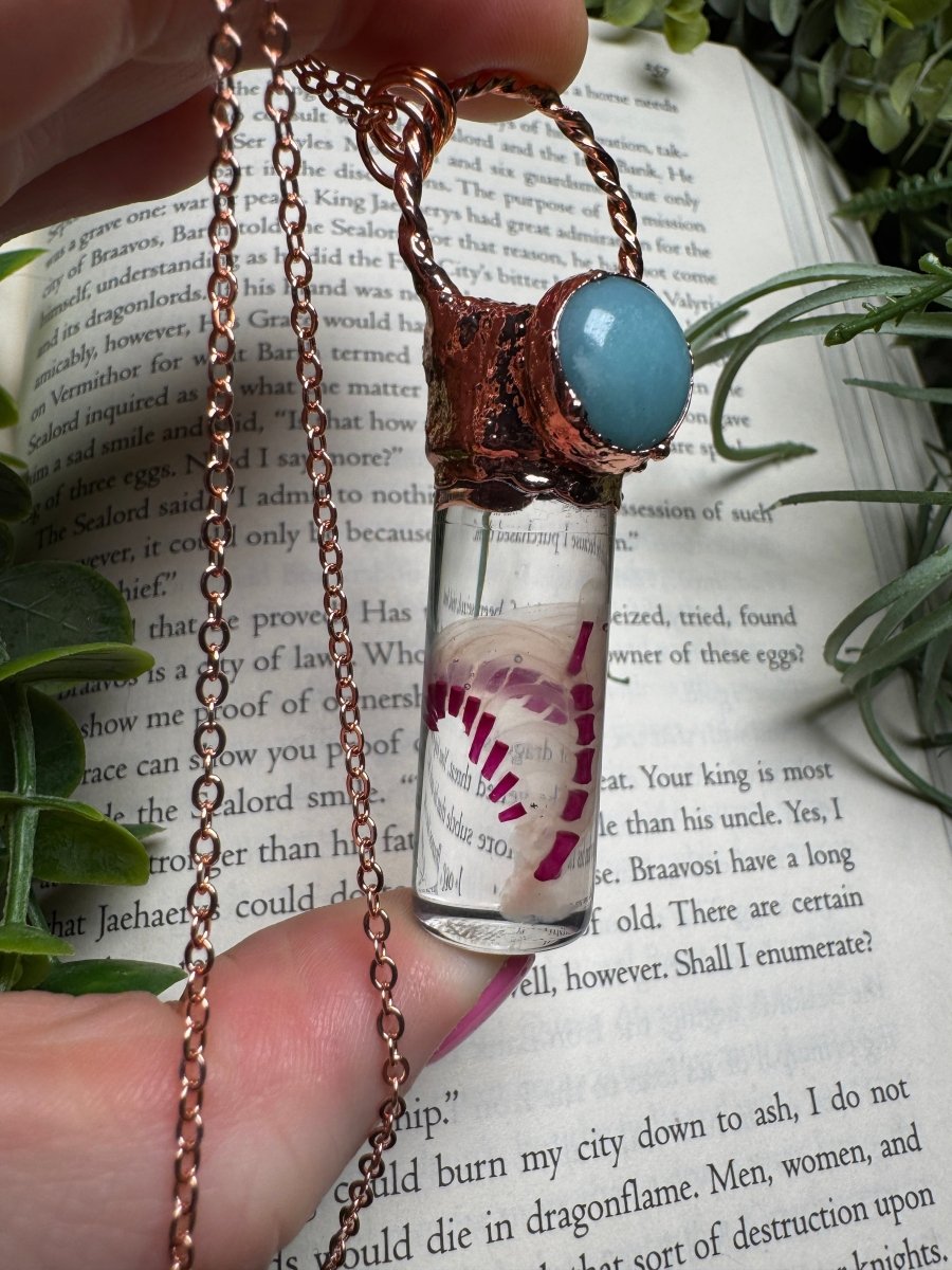 Diaphonized Rat Ribcage and Amazonite Oddity Necklace