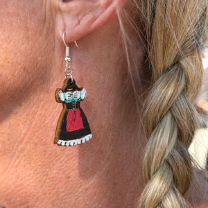 Dirndl Dress Wooden Earrings | Oktoberfest Bavarian Jewelry
