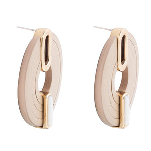 Discus Mother of Pearl Leather Earrings