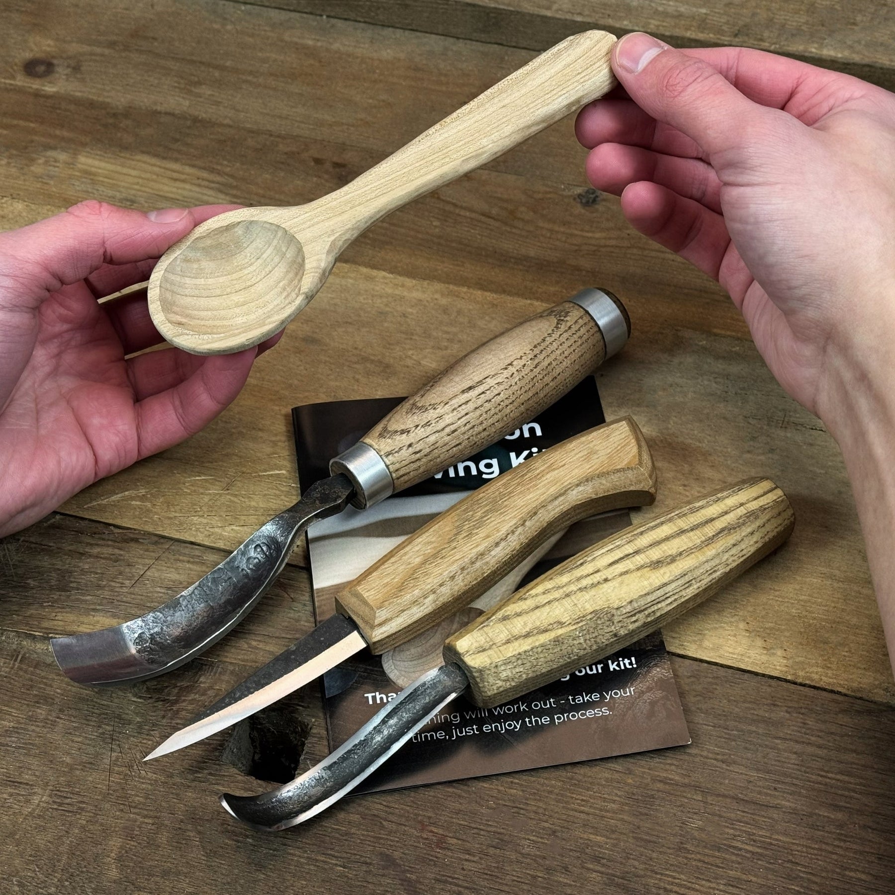 DIY 3-Piece Spoon Carving Kit for Beginners – Linden, Cherry & Oak Wood Blanks