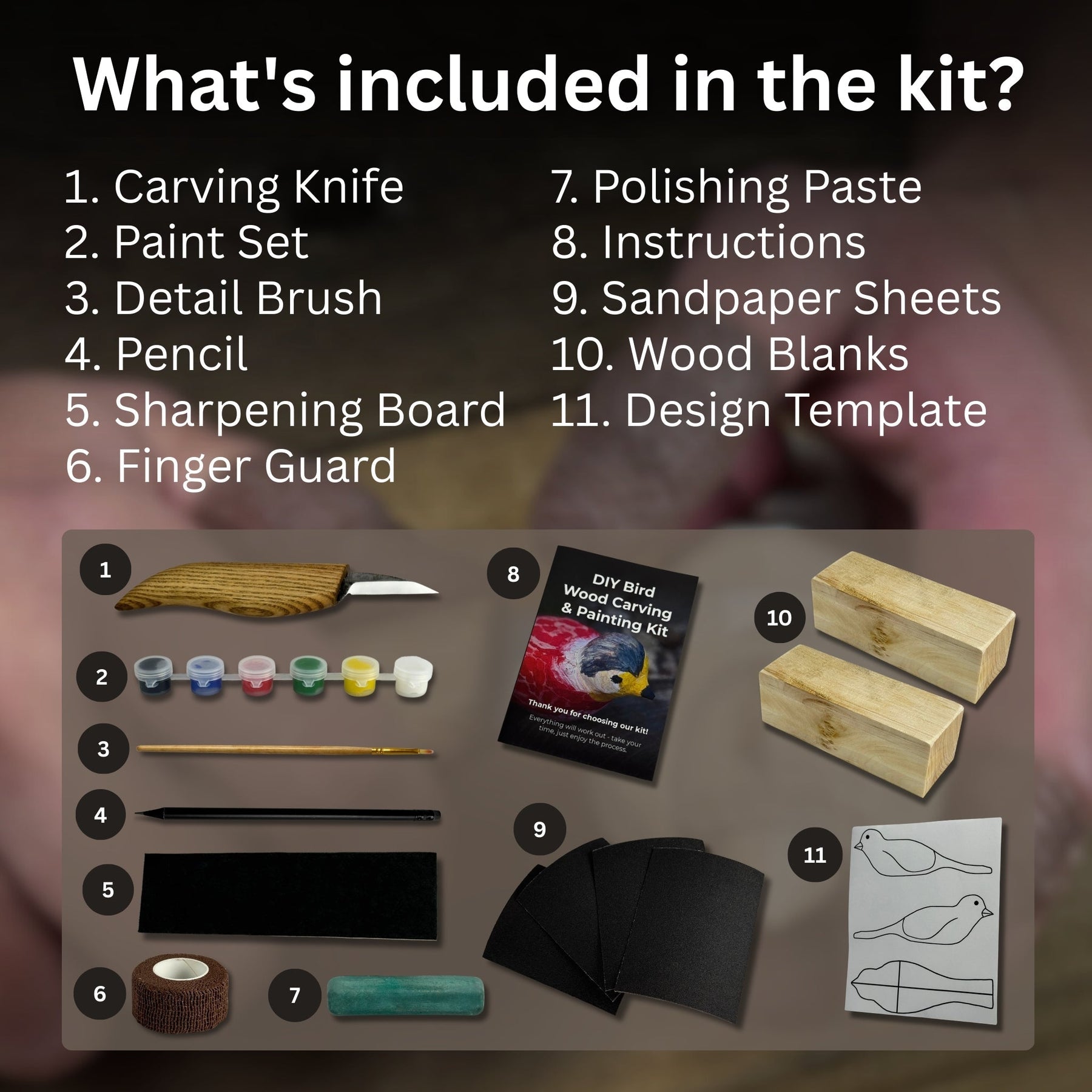 DIY Bird Wood Carving & Painting Kit