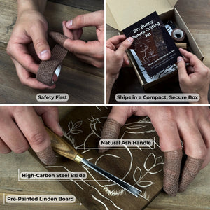 DIY Bunny Carving Kit – Wood Art Set with V-Chisel & Video Guide