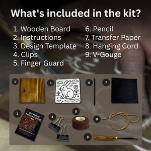 DIY Bunny Carving Kit – Wood Art Set with V-Chisel & Video Guide