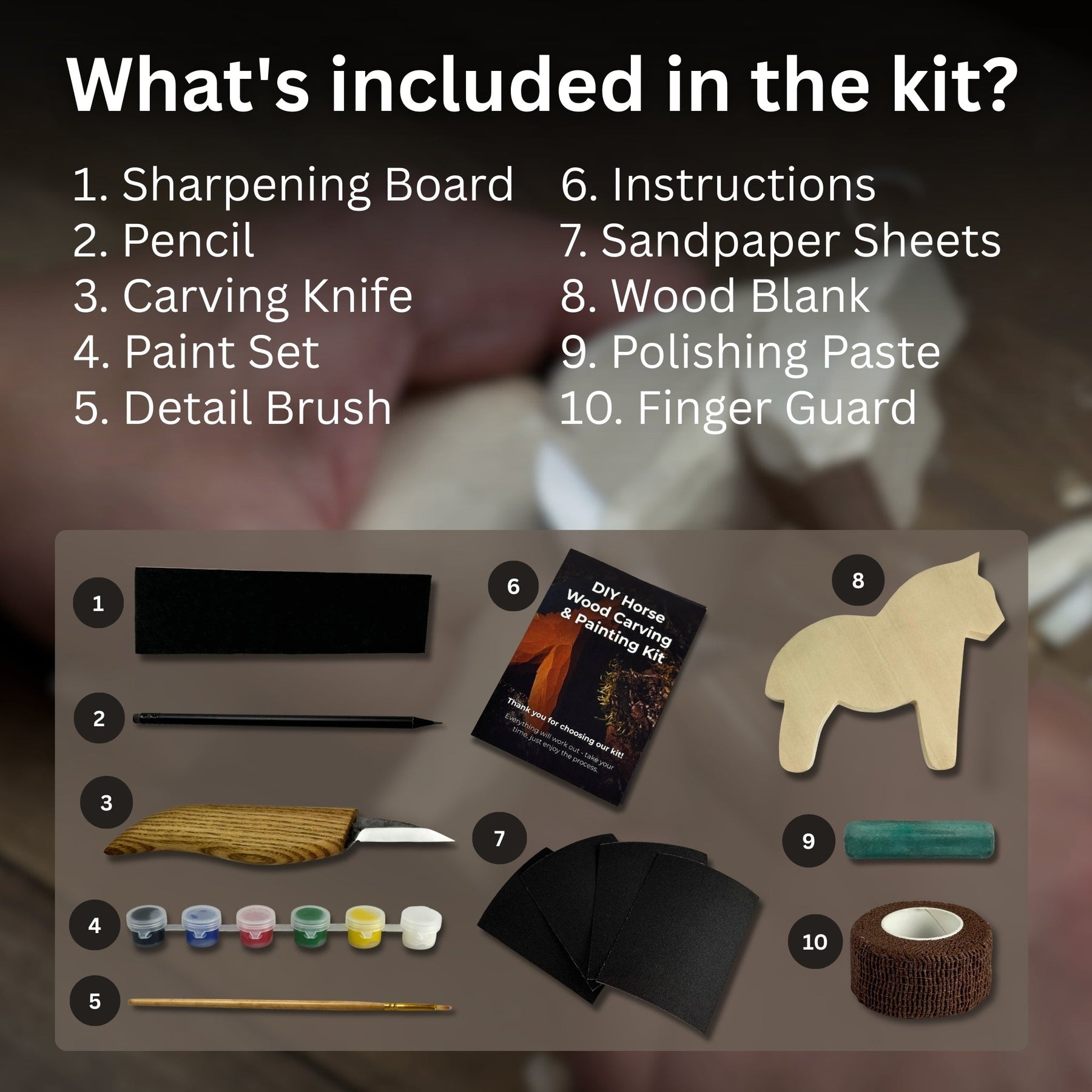 DIY Horse Wood Carving & Painting Kit
