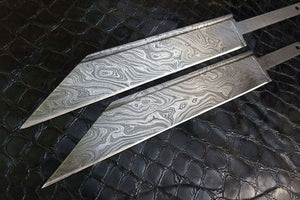 DK-0030 Lot of 2 Custom Handmade Damascus Steel Seax knife Blank Blades/ Knife making by JW SteelCrafts