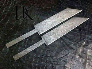 DK-0030 Lot of 2 Custom Handmade Damascus Steel Seax knife Blank Blades/ Knife making