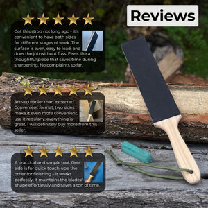 Double-Sided Leather Sharpening Strop with Polishing Paste