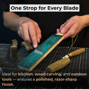 Double-Sided Leather Sharpening Strop with Polishing Paste