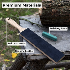 Double-Sided Leather Sharpening Strop with Polishing Paste