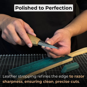 Double-Sided Leather Sharpening Strop with Polishing Paste