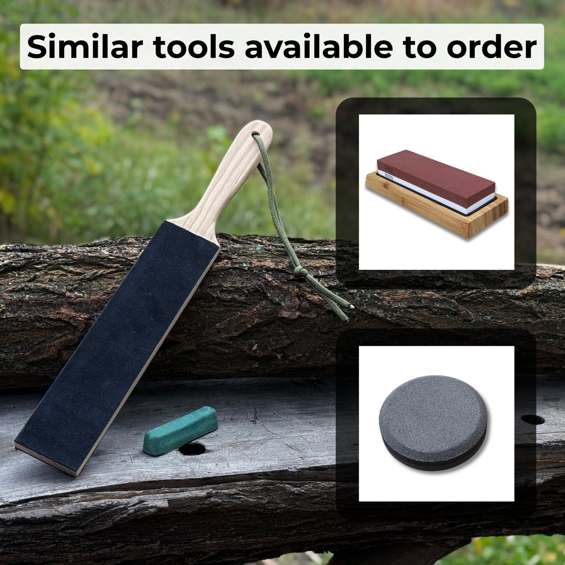 Double-Sided Leather Sharpening Strop with Polishing Paste