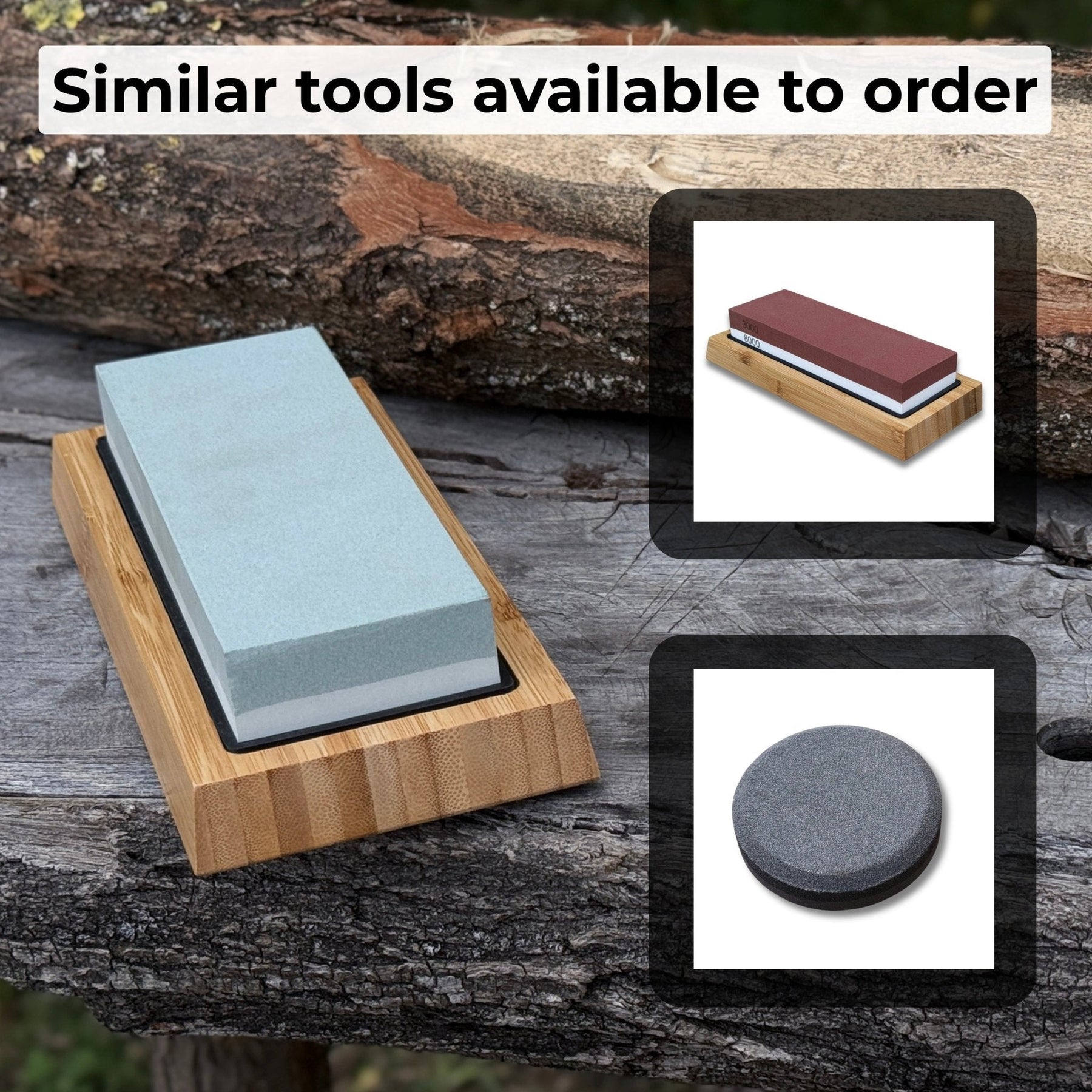Double-Sided Sharpening Stone with Optional Wooden Stand – Grit #400 / #1000