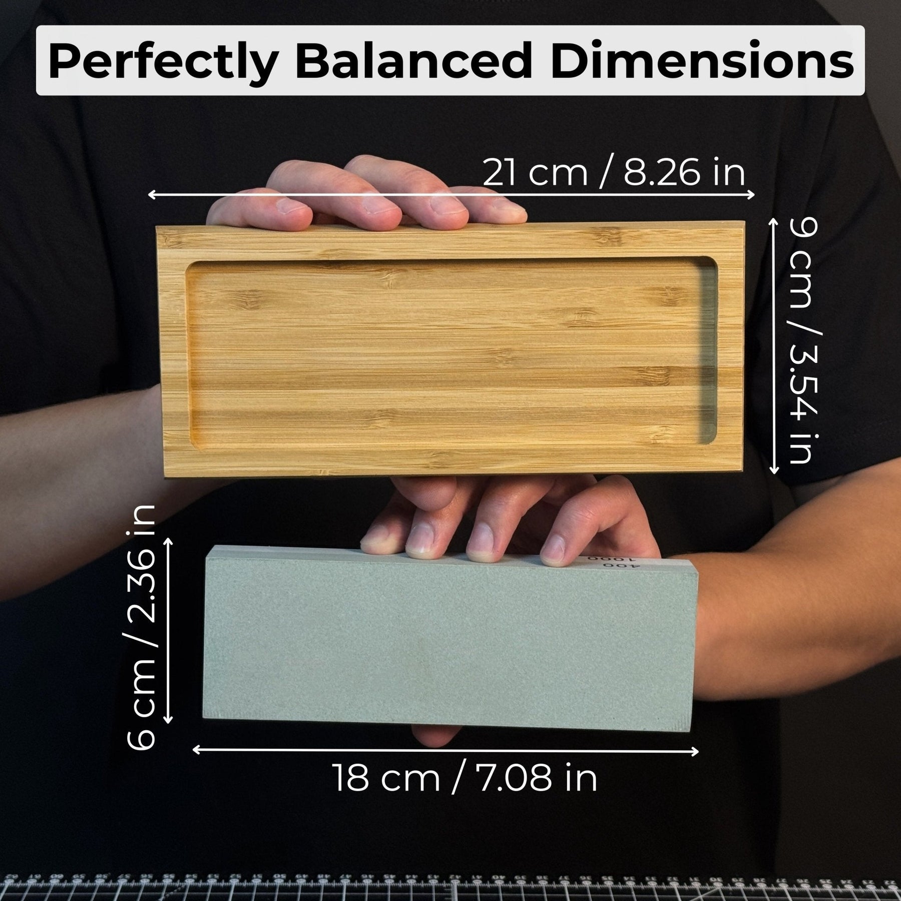 Double-Sided Sharpening Stone with Optional Wooden Stand – Grit #400 / #1000