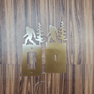 Bigfoot Metal Light Switch Cover – Forest Creature Plate – Powder Coated Steel (Single/Double Gang or Rocker) – Rustic Cabin & Garage Decor