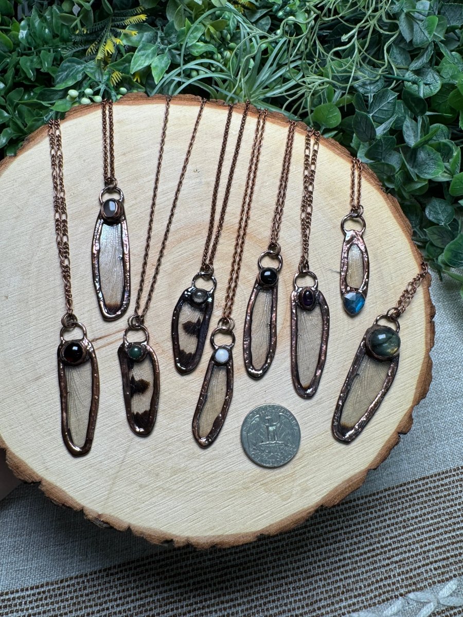Dragonfly Wing and Obsidian Necklace