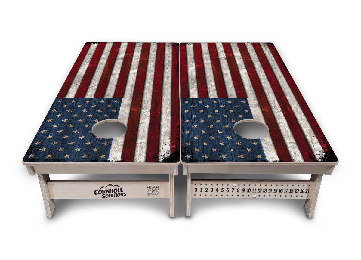 Rustic USA Flag Cornhole Boards – Tournament Series