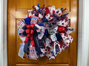Patriotic 4th of July Wreath | Stars & Stripes Door Decor by Bouge Creations, view 6