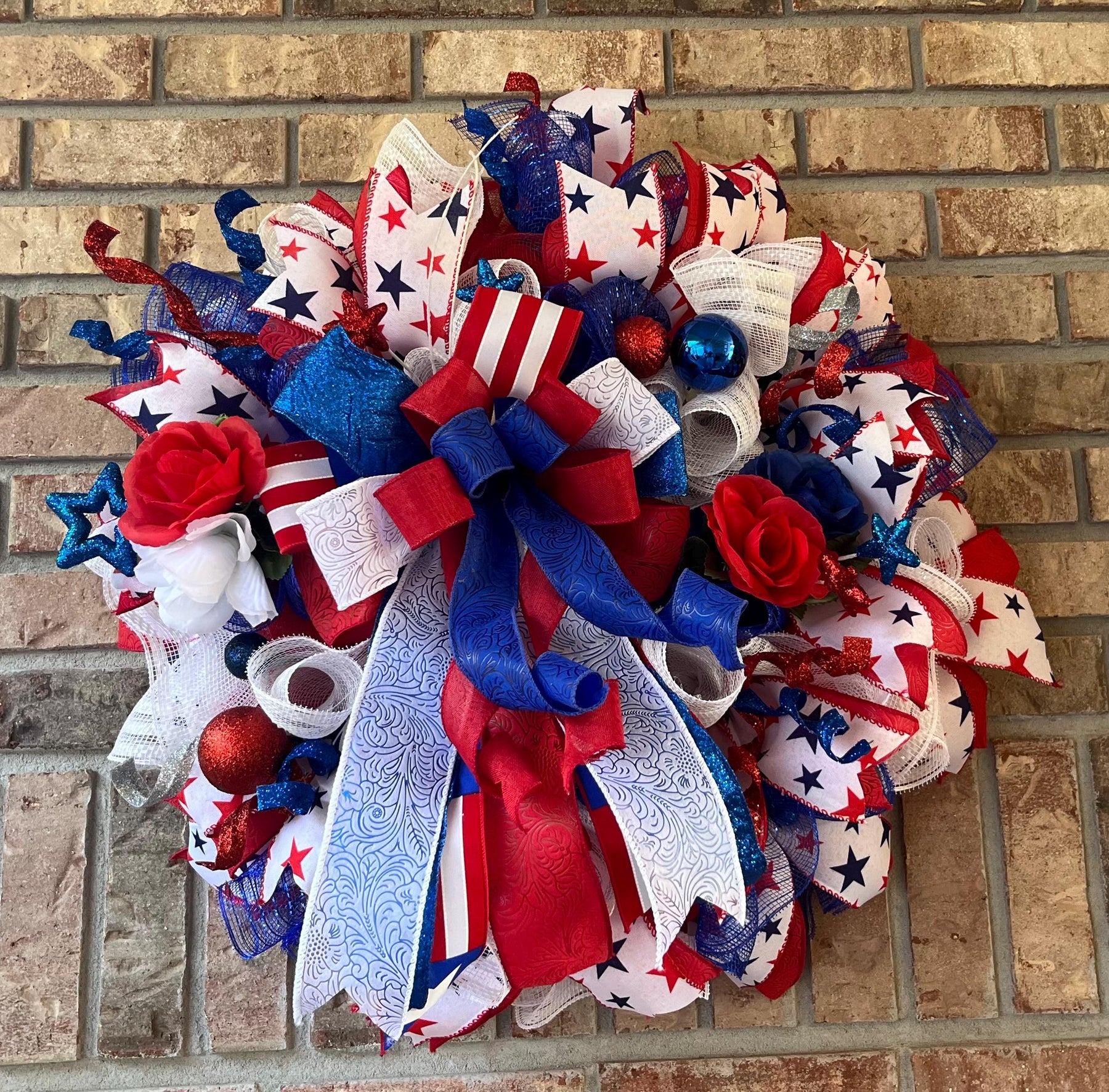 Patriotic 4th of July Wreath | Americana Door Decor by Bouge Creations, view 6