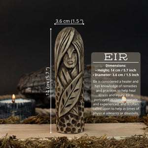 Eir Wooden Figurine – 14 cm (5.7 inch) Hand-Carved Norse Goddess of Healing