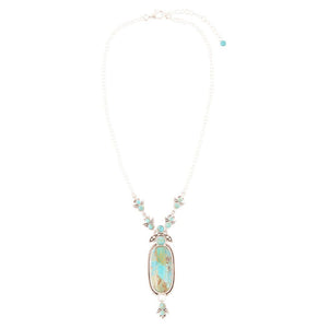 Emile Sterling Silver and Blue Turquoise Pendant Necklace