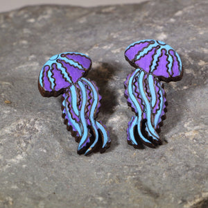 Jellyfish Wooden Earrings | Ocean Sea Life Jewelry