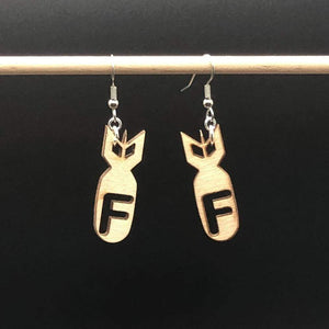 F Bomb Wooden Dangle Earrings | Funny Rude Jewelry