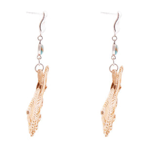 Fan of Rattan Blue Turquoise and Sterling Silver Earrings