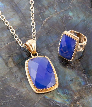 Filigreed Blue Agate Golden Statement Ring