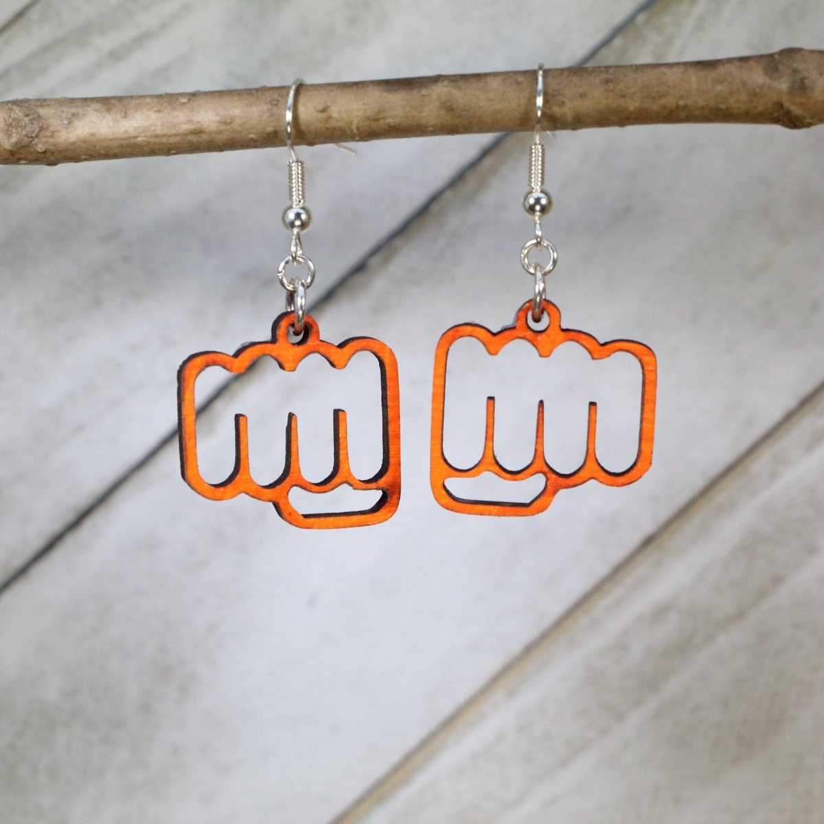 Fist Bump Wooden Earrings | Friendship Gesture Jewelry
