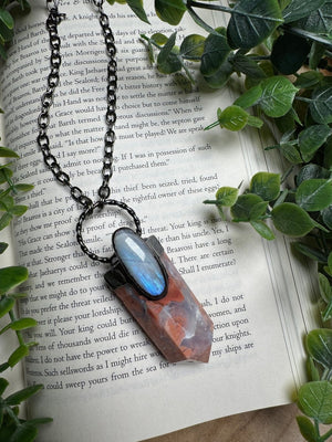 Flower Agate and Moonstone Statement Necklace