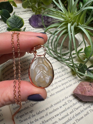 Flower Agate Yoni Necklace