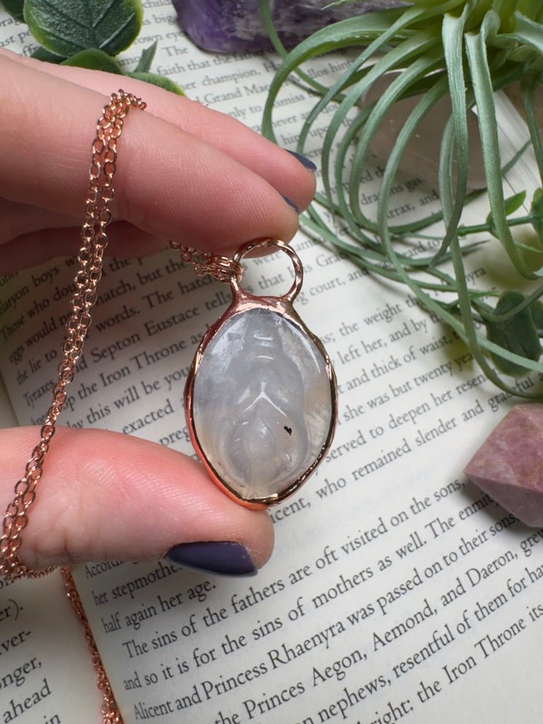 Flower Agate Yoni Necklace