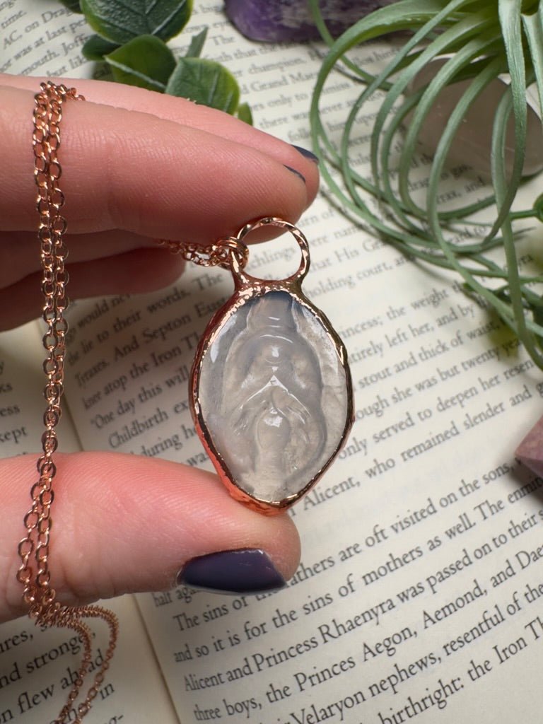 Flower Agate Yoni Necklace