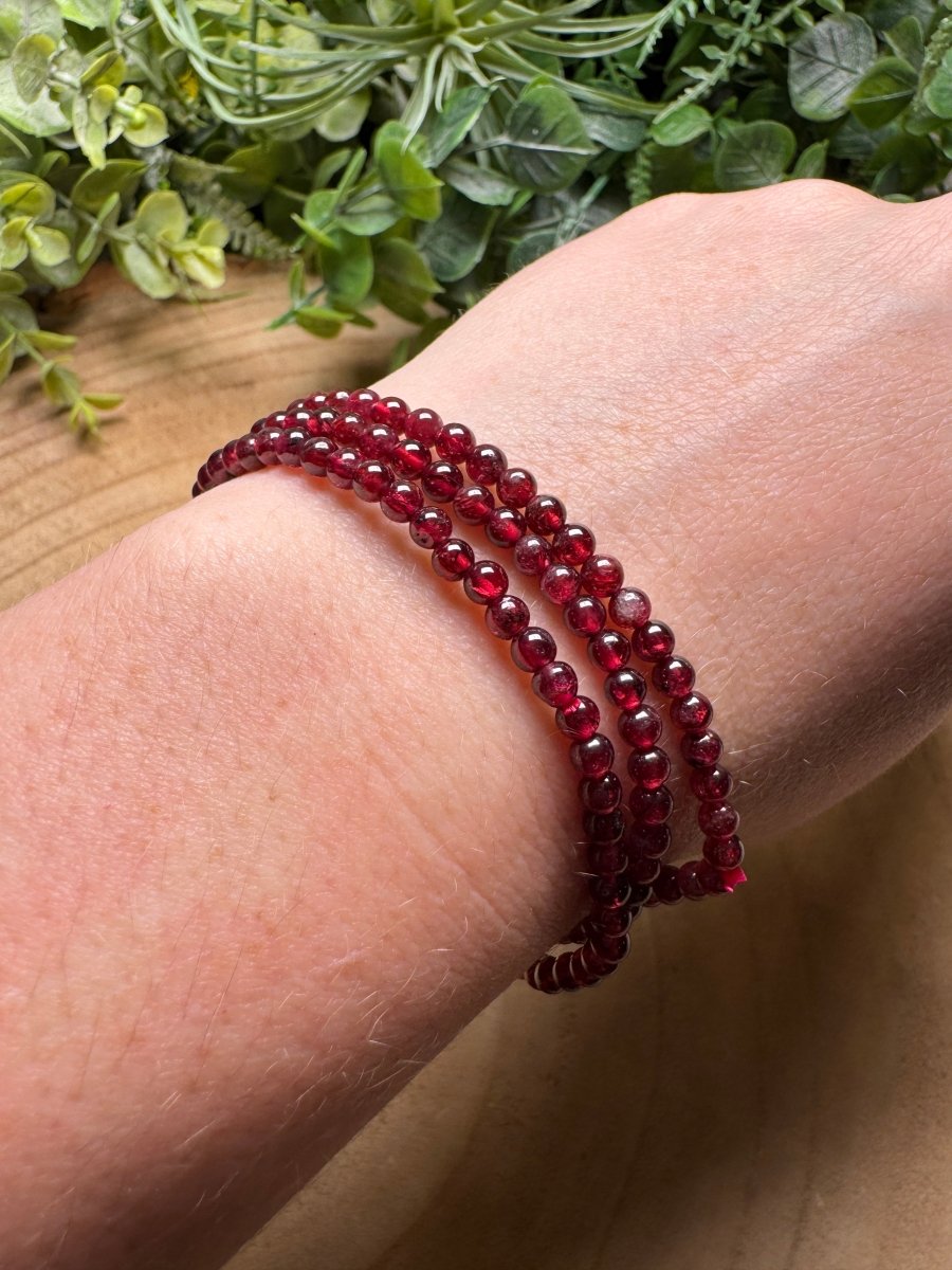 Garnet Beaded Bracelet with 4mm Beads