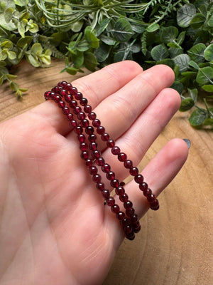 Garnet Beaded Bracelet with 4mm Beads