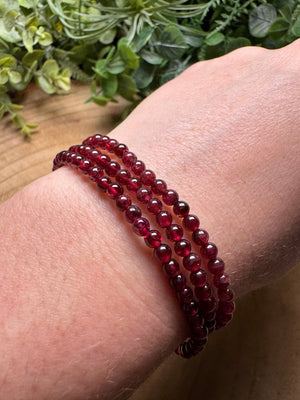 Garnet Beaded Bracelet with 4mm Beads