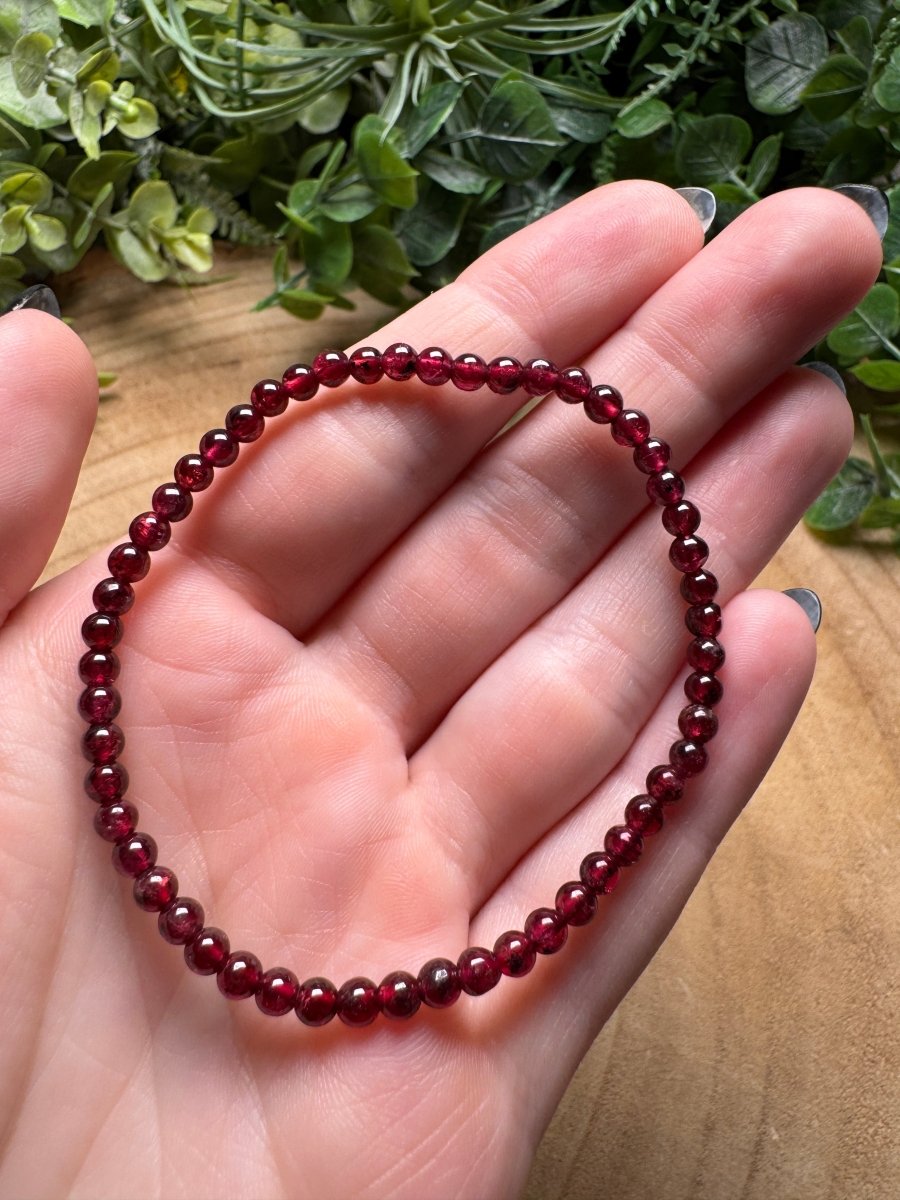 Garnet Beaded Bracelet with 4mm Beads