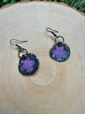 Glimmerdawn- Garnet and Flower Earrings