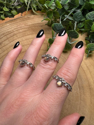 Gold Rutile Quartz Ring Adjustable
