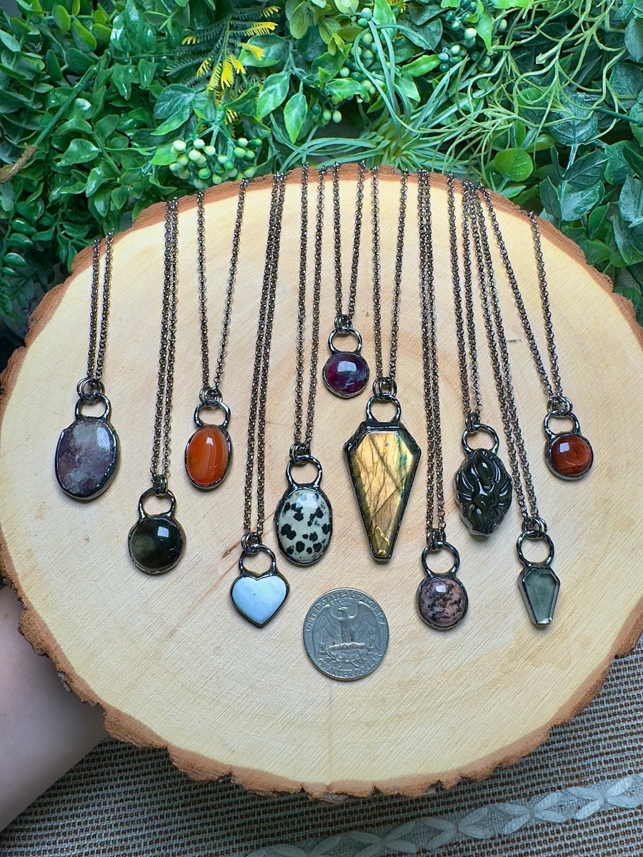 Gold Sheen Obsidian Nine Tailed Fox Necklace