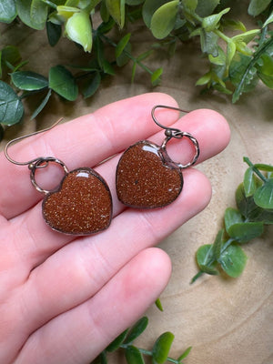 Goldstone Heart Earrings