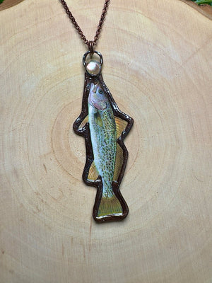 Gray Trout and Shell Necklace