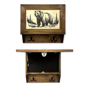 Grizzly Bear Gun Concealment Furniture - Handcrafted Hidden Gun Storage Wall Decor - Hidden Safe Furniture with Magnetic Lock for Quick Access - Made in USA