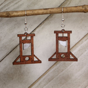 Guillotine Wooden Earrings | Gothic Dark Humor Jewelry