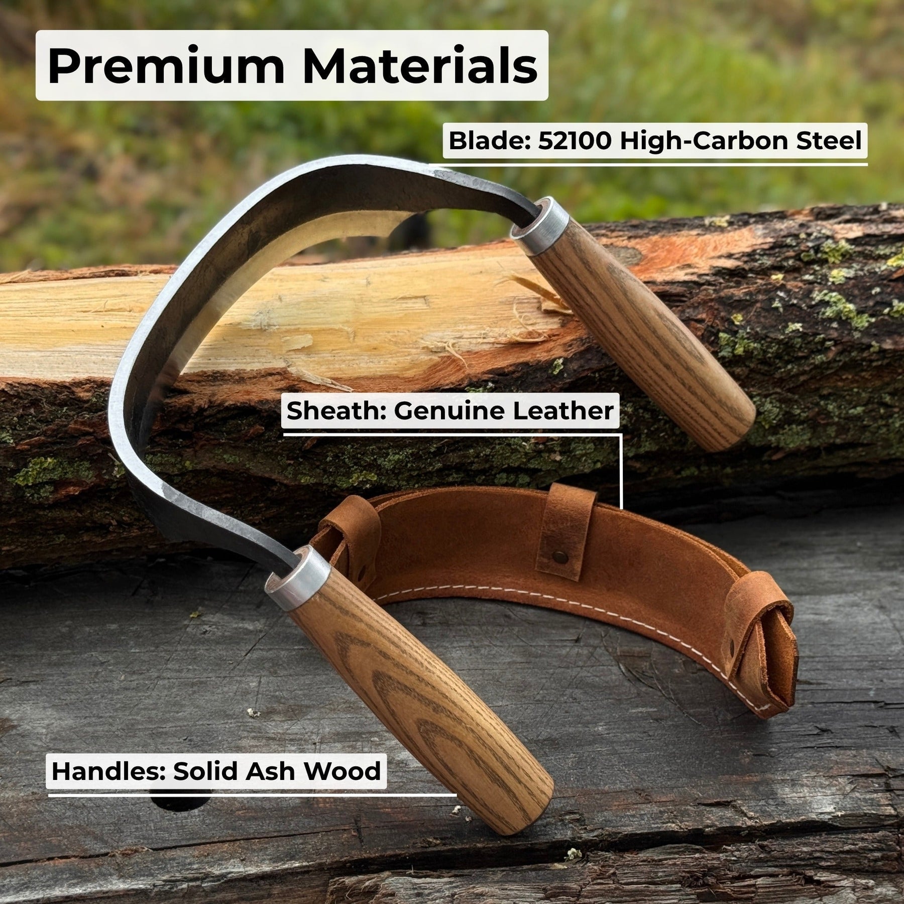 Half-Rounded Drawknife (Inshave) with Leather Sheath, 15 cm (5.9 inches)