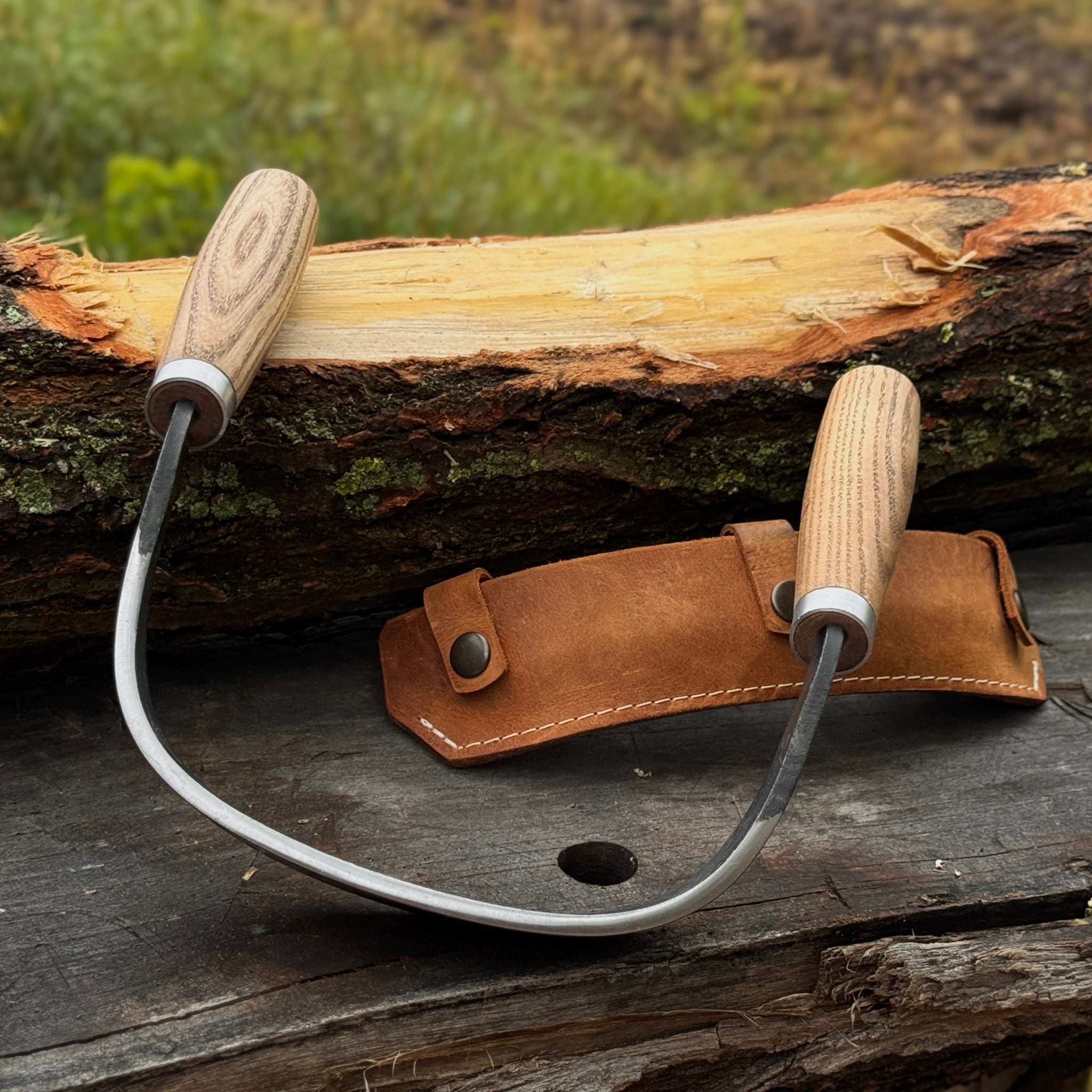 Half-Rounded Drawknife (Inshave) with Leather Sheath, 15 cm (5.9 inches)