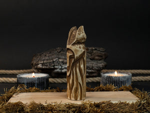 Hand-Carved Loki Figurine – 14 cm (5.7 inches) Wooden Norse God of Mischief Statue