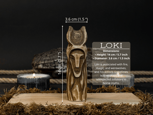 Hand-Carved Loki Figurine – 14 cm (5.7 inches) Wooden Norse God of Mischief Statue